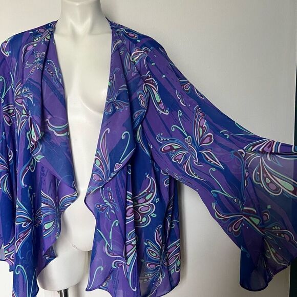 Bob Mackie Butterfly waterfall Top - Picture 4 of 8